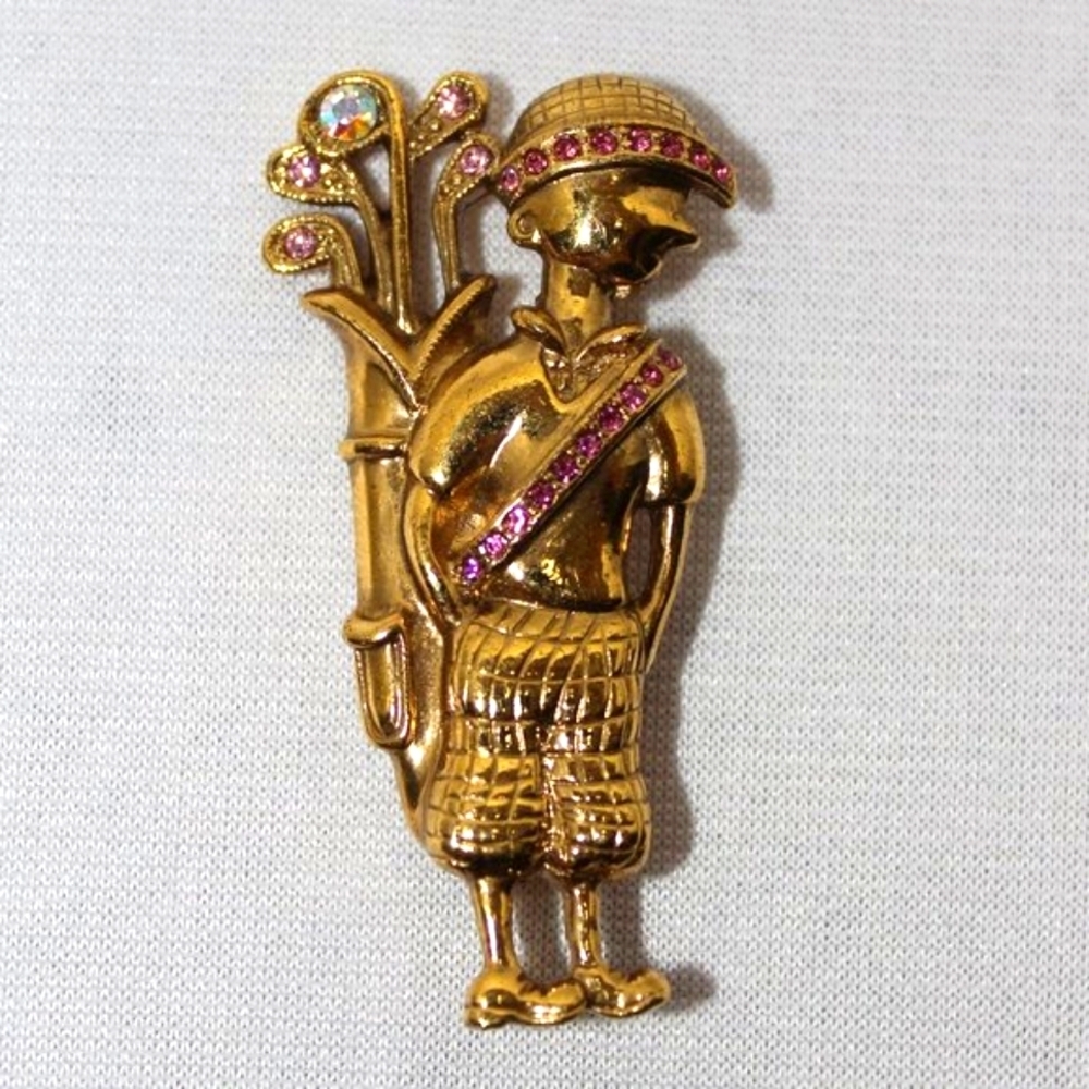 Vintage 1928 Brand Woman Golfer Brooch